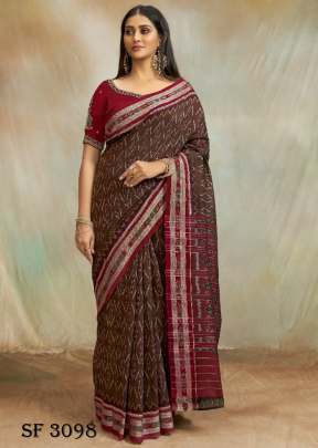 Mul Mul Cotton Saree In Light Brown Color By S R 