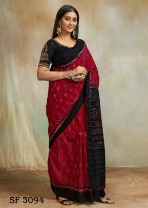 Mul Mul Cotton Saree In Maroon Color By S R 