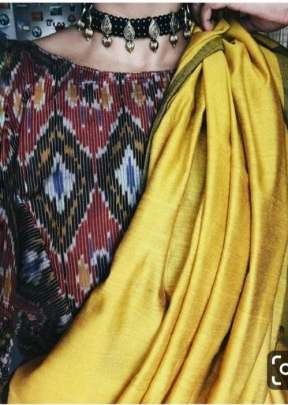Munar Silk Cotton Lemon Yellow Color Saree