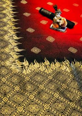 NEW FASCINATING FIRE HANDLOOM IKKAT SILK SAREE IN BLACKISH RED COLOR 