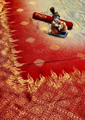 NEW FASCINATING FIRE HANDLOOM IKKAT SILK SAREE IN RED OFF WHITE COLOR 