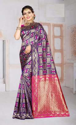 NEW MENKA VOL WEAVING SILK SAREE IN FASCINATING VIOLET PINK COLOR 