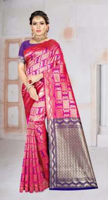 NEW MENKA VOL WEAVING SILK SAREE IN FASCINATING PINK COLOR 