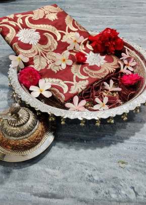 NEW SOFT BANARASI SILK WEAVING SAREE IN IMPERIAL RED COLOR