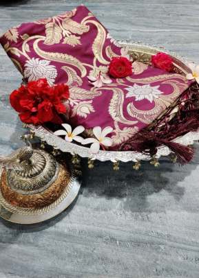 NEW SOFT BANARASI SILK WEAVING SAREE IN DARK PINK COLOR