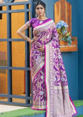 NEW SOFT BANARASI SILK WEAVING SAREE IN PURPLE COLOR