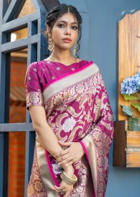 NEW SOFT BANARASI SILK WEAVING SAREE IN DARK PINK COLOR