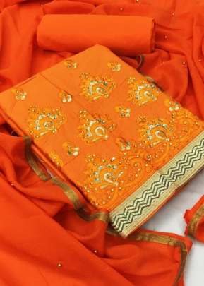 NEW UPDATE COTTON DRESS MATERIAL ORANGE COLOR.