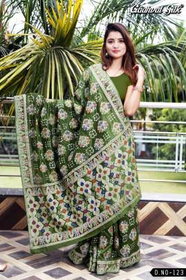 New Bandhani Saree Gadhval Silk