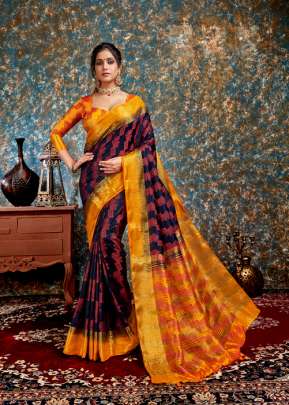 Nylon Art Silk Blue Colour Saree