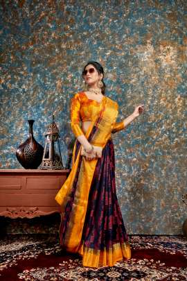 Nylon Art Silk Blue Colour Saree
