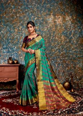 Nylon Art Silk Rama Colour Saree