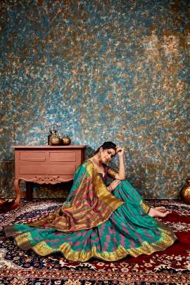 Nylon Art Silk Rama Colour Saree