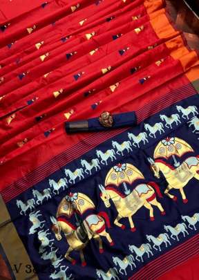 PANIHARI Banarasi Cotton Silk Saree In Red Color By Surati Fabric 