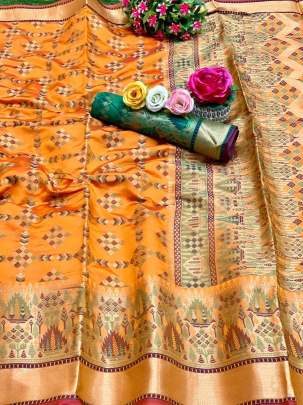  PATOLA SILK  WITH WEAVING JEQUARD YELLOW COLOUR 