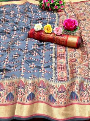  PATOLA SILK  WITH WEAVING JEQUARD GREY COLOUR 