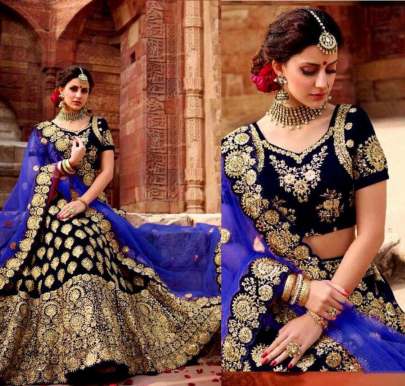 PURE VELVET WITH EMBROIDERY WORK SATIN SILK LEHENGHA CHOLI