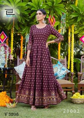 Party Wear Gown In Maroon Color By Blue Hills