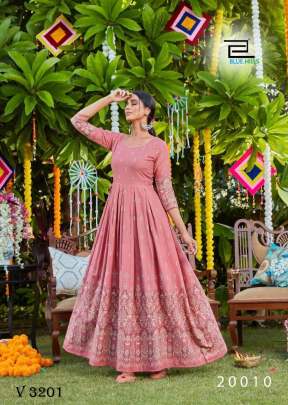Party Wear Gown In Peach Color By Blue Hills