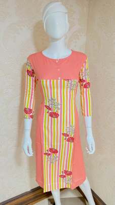 Partywear Rayon Kurti Peach