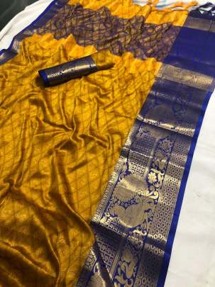 Peacock Yellow Color Saree
