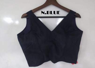 Pikku Banglori Plain Silk Navy Blue Color Blouse