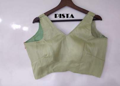 Pikku Banglori Plain Silk Pista Color Blouse