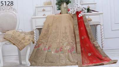 Pure Banarasi Cottan Gota with Fizing Chiku Color Lehengha