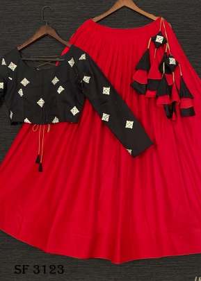 Pure Cotton Lehenga in Red & Black Color By LNB