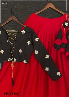 Pure Cotton Lehenga in Red & Black Color By LNB