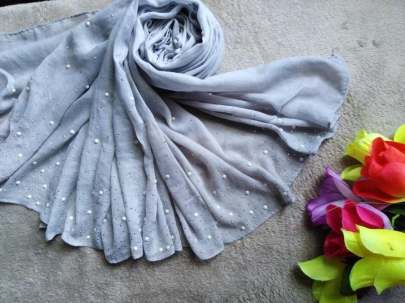 Pure Georget With White Moti Stone Light Grey Colour Saree
