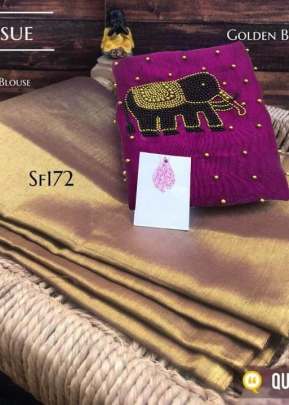 Pure, Rich and elegant look brown colour saree with Erode Tissue Silk cotton