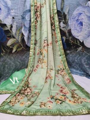 Pure Vichitra Silk With digital Printed Pista