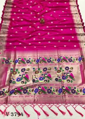 RAKHI Soft Kanjivaram Lichi Silk Saree In Rani Color By Surati Fabric