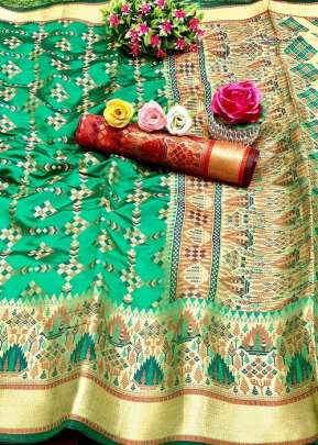 RANG RACHNA S BHAGALPURI  GREEN COLOR SAREE FOR WEDDING