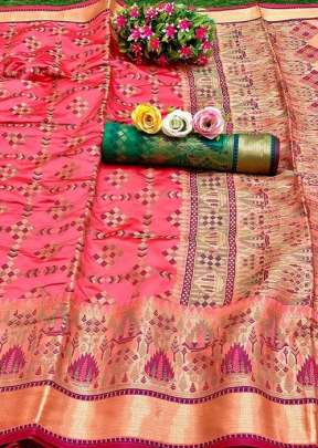 RANG RACHNA S BHAGALPURI  PEACH COLOR SAREE FOR WEDDING