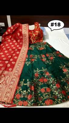 Rasleela Vol-10 Lehenga Green  and Duptta Red 