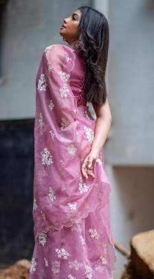 ROYAL FANCY ORGANZA IN BABY PINK SAREE