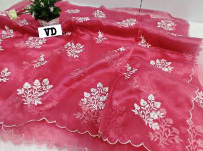 ROYAL FANCY ORGANZA IN BABY PINK SAREE