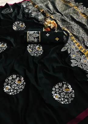 Radhika Lichi Silk Black Color Saree