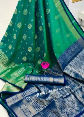 Rajdip Soft Lichi Silk Rama And Blue Colour Saree