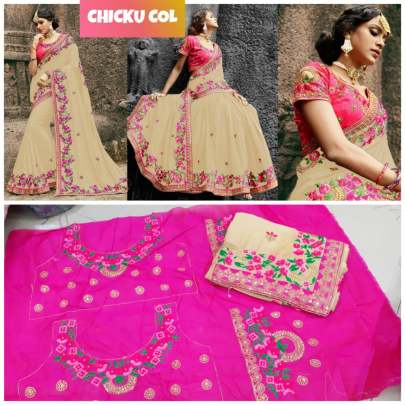  Rangoli silk  cream saree with embroidery work 