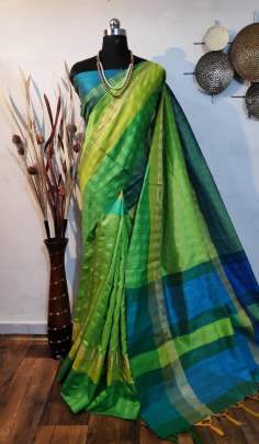 Raw Silk Saree Green