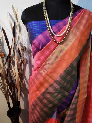 Raw Silk Saree Peach