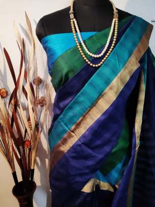 Raw Silk Saree Royal Blue