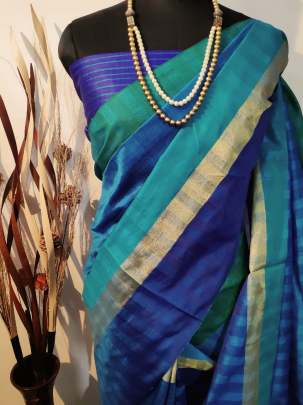 Raw Silk Saree Sky Blue
