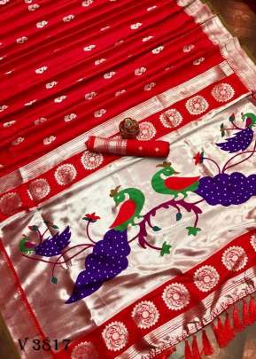 Rehana Pure Kanchipuram Saree In Red Color By Surati Fabric 