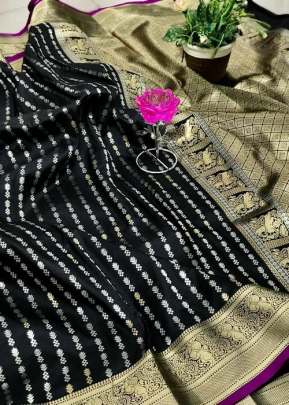 Remo Banarasi Weaving Silk Black Color Saree