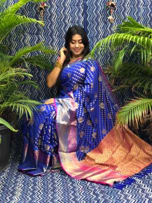 Royal Blue Clocked Astounding Saree Collection