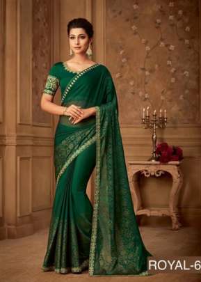 Royal Wedding Designer Mehndi Color Heavy Work Saree